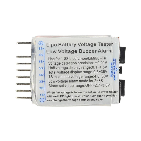 5PCS 1-8S Lipo Li-ion Fe Battery Voltage 2IN1 Tester Low Voltage Buzzer Alarm Ne