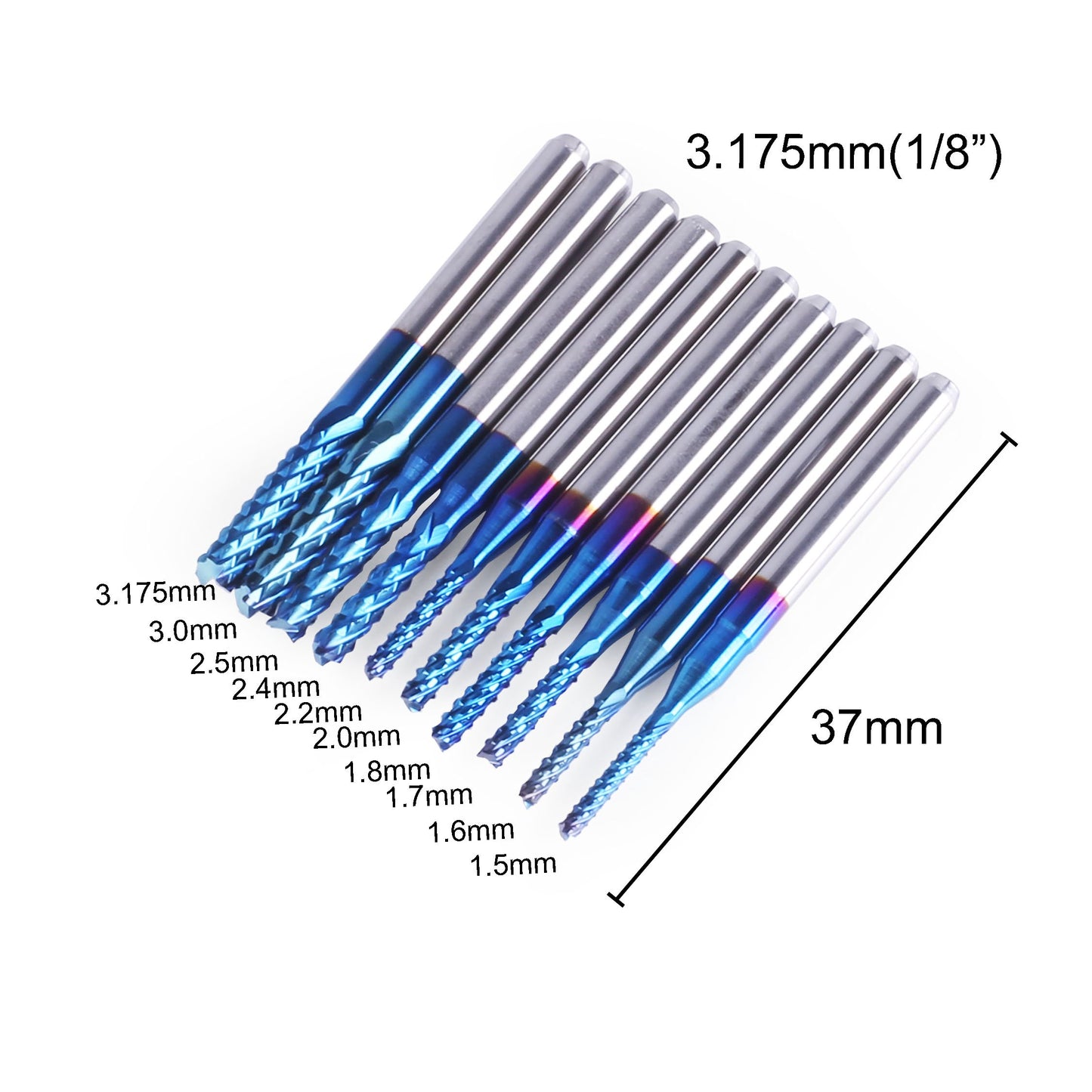 SainSmart Genmitsu 10Pcs Nano Blau Beschichtet Schaftfräser