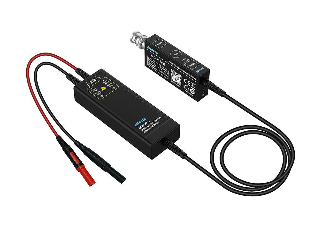 Micsig MDP1500 Hochspannungs-Differentialsondensatz, 3,5 ns Anstiegszeit, 10-fache/100-fache Dämpfungsrate, Oszilloskop-Sondensatz-Zubehör, 1500 V, 100 MHz