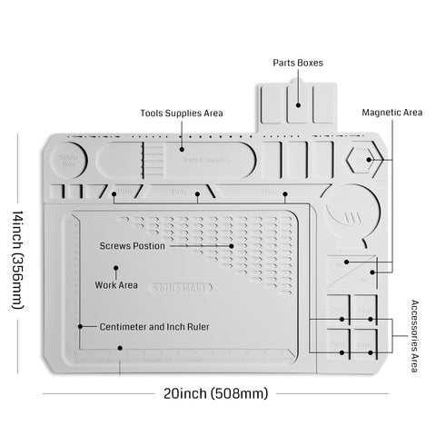 Große antistatische magnetische Lötmatte aus Silikon für Reparaturarbeiten, 20 x 14 Zoll