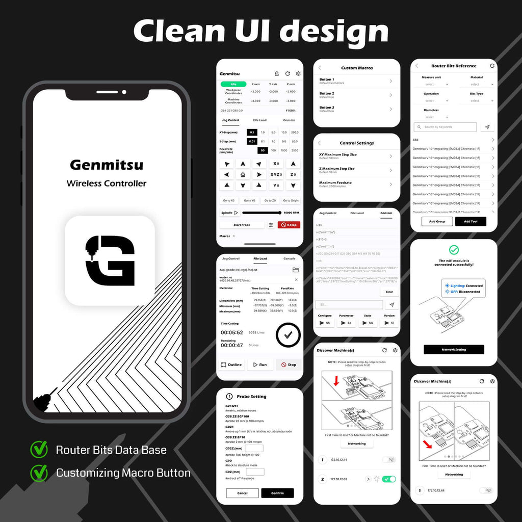 Genmitsu APP Drahtloser Offline-Controller GRBL G-Code Sender Wi-Fi Modulkitt für CNC-Fräse