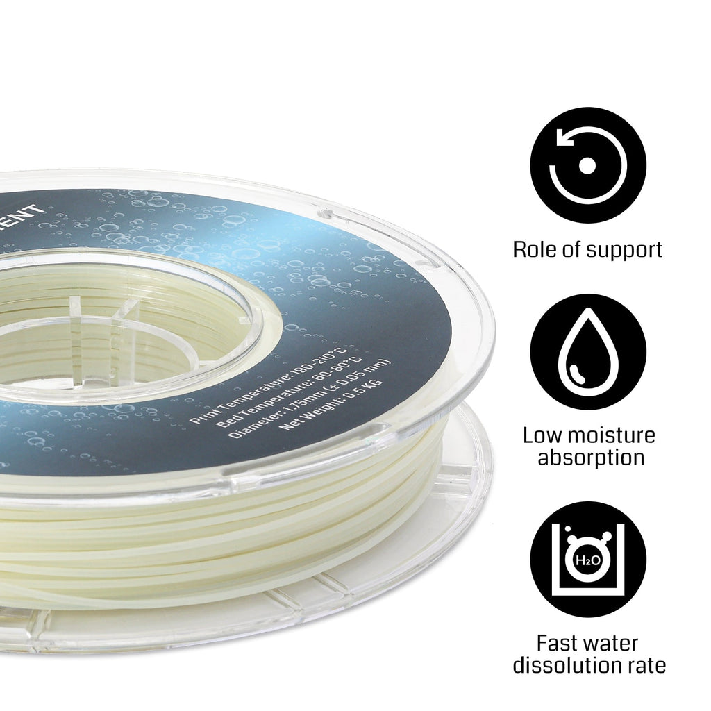 Natürliches auflösbares PVA-Filament, wasserlösliche Unterstützung 1,75 mm, -0,5 kg/1,1 lbs, Genauigkeit +/- 0,05 mm