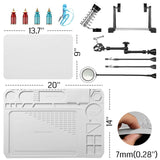 2-in-1 magnetische Löt-Reparaturstation, Helfende Hände“ mit Silikonmatte, 5-facher LED-Vergrößerungslampe, ESD-sicher