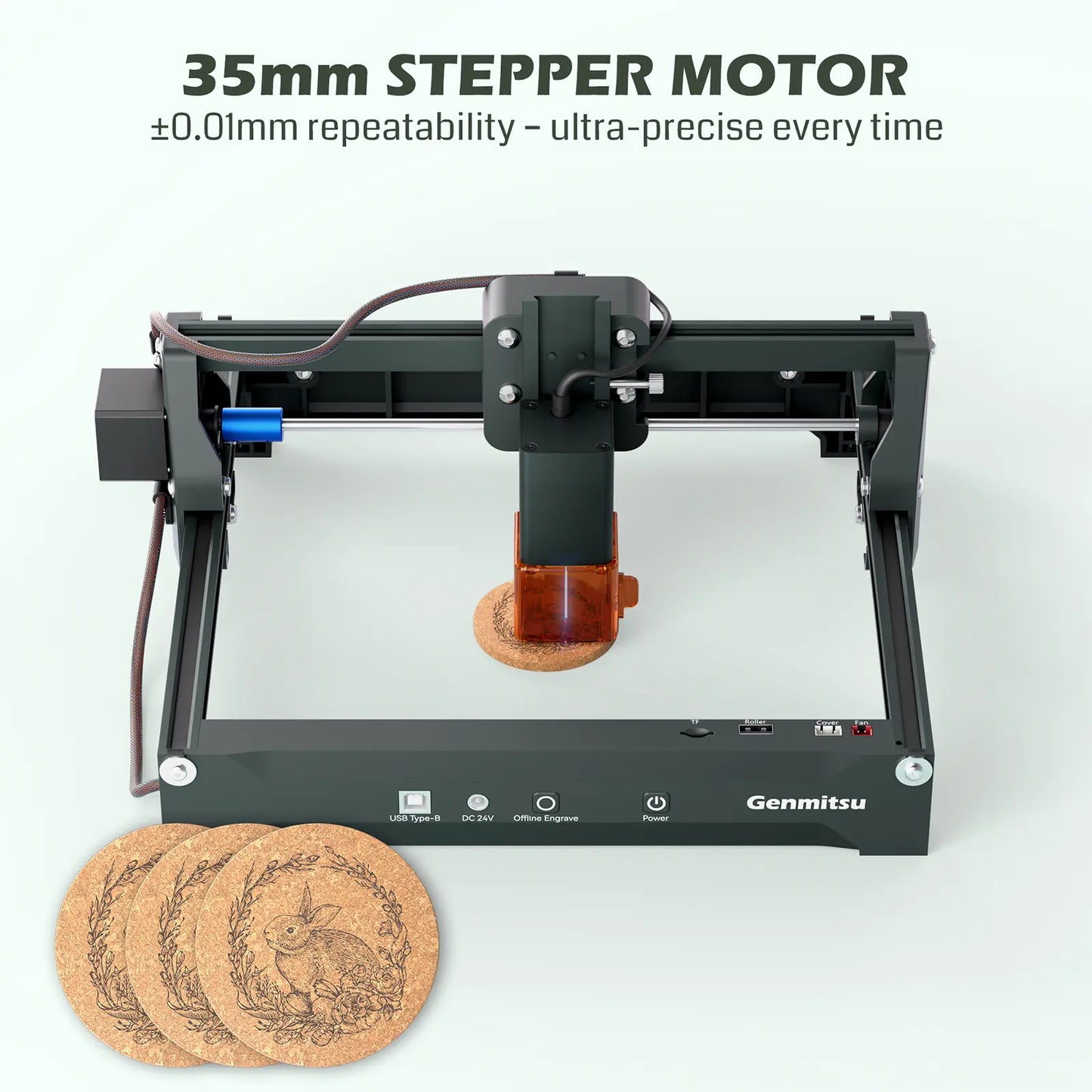 Kortek Lasergravurmaschine, 2,5W/5W/10W, ±0,01mm Hochpräzision, IR-Laser kompatibel, tragbarer CNC-Laserschneider