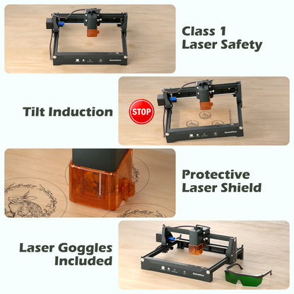 Kortek Lasergravurmaschine, 2,5W/5W/10W, ±0,01mm Hochpräzision, IR-Laser kompatibel, tragbarer CNC-Laserschneider