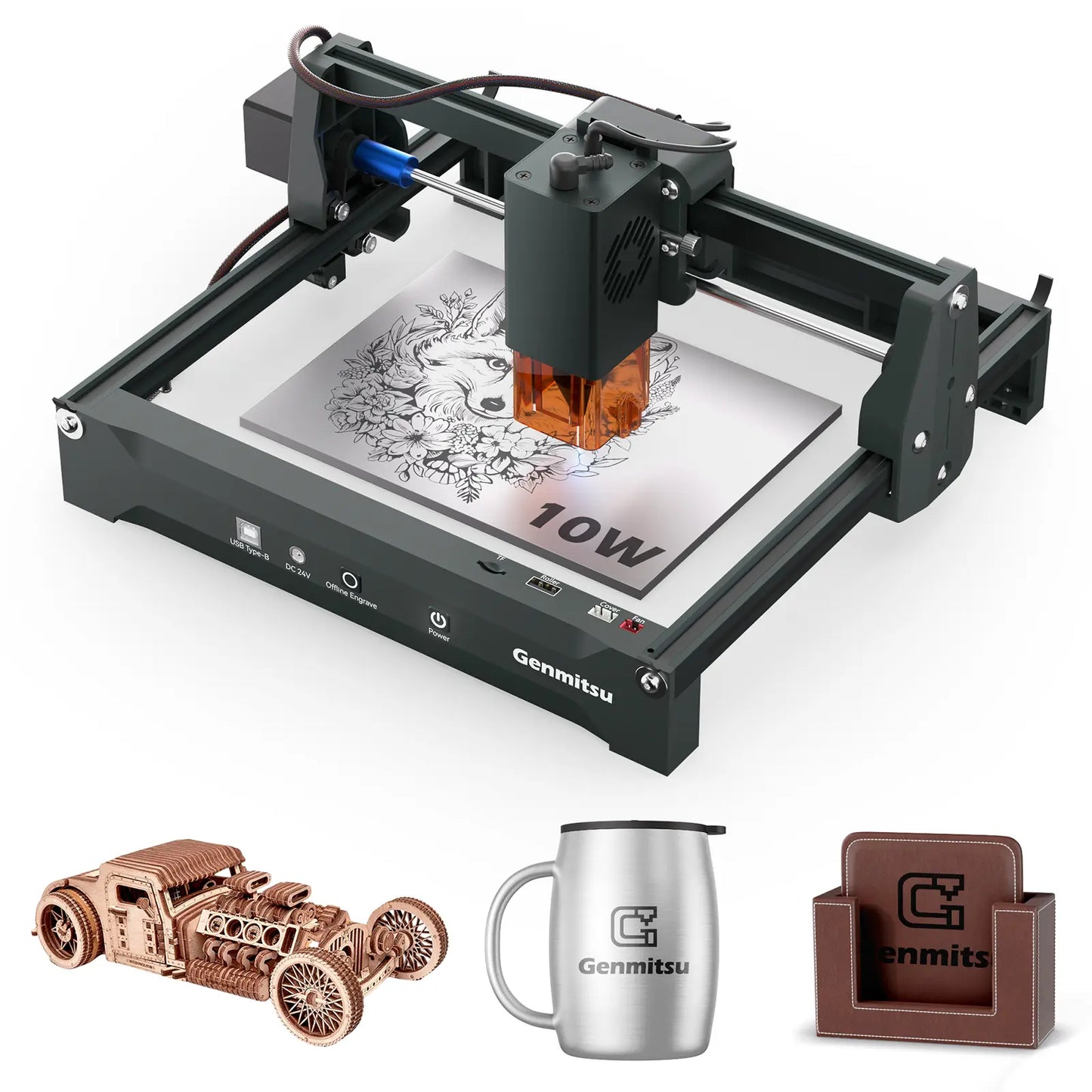 Kortek Lasergravurmaschine, 2,5W/5W/10W, ±0,01mm Hochpräzision, IR-Laser kompatibel, tragbarer CNC-Laserschneider