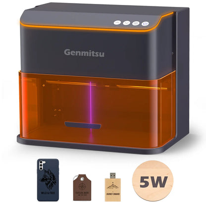 Kintix Galvo-Lasergravierer 5W/10W, 90.000 mm/min, Auto-Lifting, 200x100 mm großer Arbeitsbereich, LightBurn & APP-Unterstützung, Class 1 Sicherheit