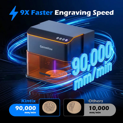 Kintix Galvo-Lasergravierer 5W/10W, 90.000 mm/min, Auto-Lifting, 200x100 mm großer Arbeitsbereich, LightBurn & APP-Unterstützung, Class 1 Sicherheit