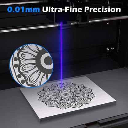 Kintix Galvo-Lasergravierer 5W/10W, 90.000 mm/min, Auto-Lifting, 200x100 mm großer Arbeitsbereich, LightBurn & APP-Unterstützung, Class 1 Sicherheit