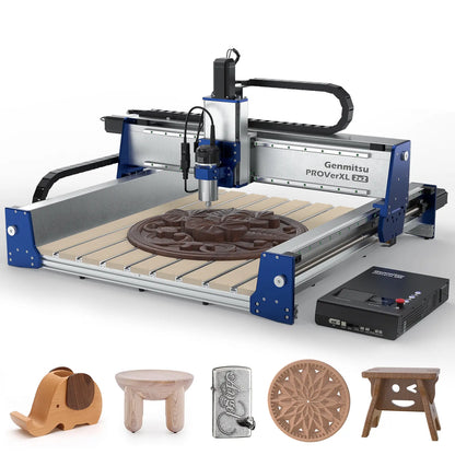PROVerXL 2X2 CNC-Fräsmaschine für Holzbearbeitung, 679x679x113mm Arbeitsbereich, geschlossene Schleifenmotoren, GRBL-Steuerung, 710W Spindel, Aluminiumrahmen, einfache Montage, WiFi & App unterstützt