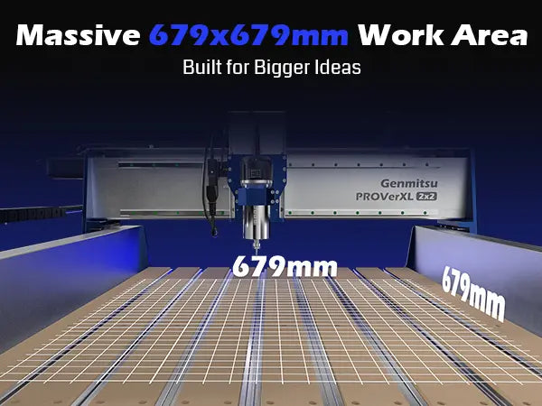 PROVerXL 2X2 CNC-Fräsmaschine für Holzbearbeitung, 679x679x113mm Arbeitsbereich, geschlossene Schleifenmotoren, GRBL-Steuerung, 710W Spindel, Aluminiumrahmen, einfache Montage, WiFi & App unterstützt