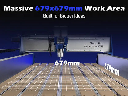 PROVerXL 2X2 CNC-Fräsmaschine für Holzbearbeitung, 679x679x113mm Arbeitsbereich, geschlossene Schleifenmotoren, GRBL-Steuerung, 710W Spindel, Aluminiumrahmen, einfache Montage, WiFi & App unterstützt