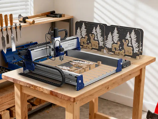 PROVerXL 2X2 CNC-Fräsmaschine für Holzbearbeitung, 679x679x113mm Arbeitsbereich, geschlossene Schleifenmotoren, GRBL-Steuerung, 710W Spindel, Aluminiumrahmen, einfache Montage, WiFi & App unterstützt