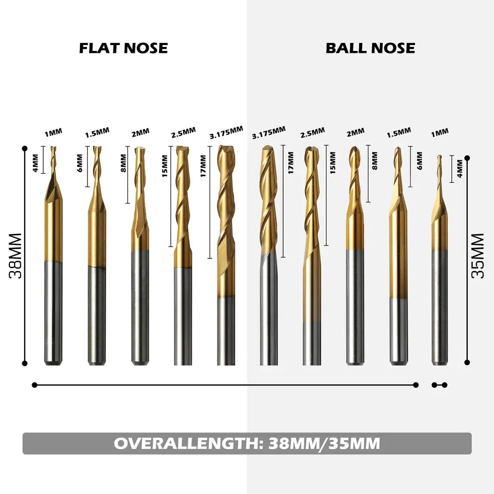 MC50A, 1/8" Schaft, Hartmetall-Fräser Router Bits, 50 Stück