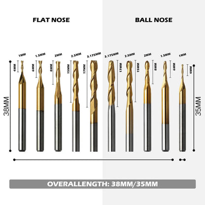 MC50A, 1/8" Schaft, Hartmetall-Fräser Router Bits, 50 Stück