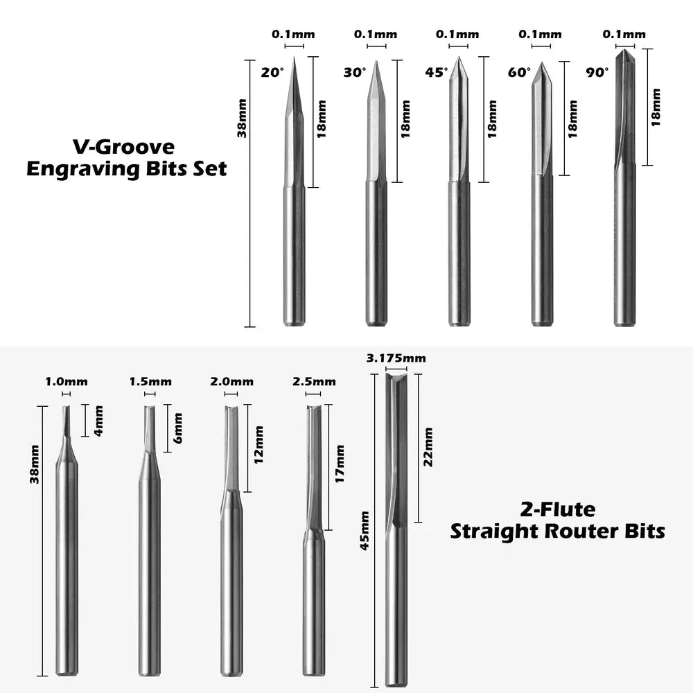 MC50A, 1/8" Schaft, Hartmetall-Fräser Router Bits, 50 Stück