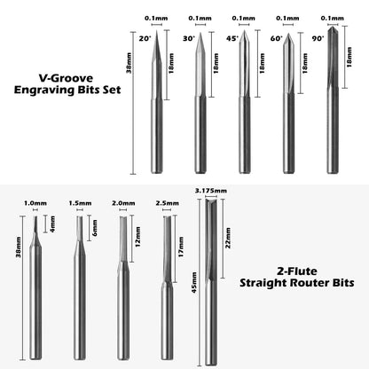 MC50A, 1/8" Schaft, Hartmetall-Fräser Router Bits, 50 Stück