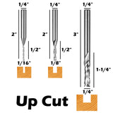 USBC05, 1/4-Zoll-Schaft, Aufwärtsschnitt und Kompressionsschnitt, 2-schneidiger Fräser-Schnitz-Bitsatz, Schaftfräser, CNC-Fräser, für Aluminium, Metall, Kunststoff, MDF und Holz, 5-tlg.