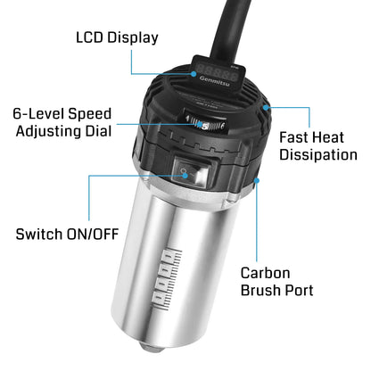710W CNC Kompaktfräse 65 mm Durchmesser, Spindelmotor mit LCD-Digitalanzeige, 6 einstellbare Geschwindigkeiten, 1/8" ER11 Spannzange, 4 Kohlebürsten, für CNC-Fräsmaschinen