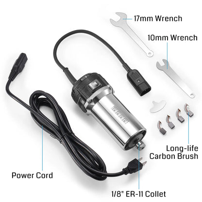 710W CNC Kompaktfräse 65 mm Durchmesser, Spindelmotor mit LCD-Digitalanzeige, 6 einstellbare Geschwindigkeiten, 1/8" ER11 Spannzange, 4 Kohlebürsten, für CNC-Fräsmaschinen