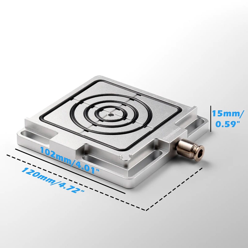 Vakuum-Klemmpod, Aluminium CNC-Hold-Down-Kit (für Holz, Metall, Acryl) Hochpräzises CNC-Router-Zubehör, geeignet für Fräsprojekte, Größe 4,7 Zoll x 4 Zoll x 0,6 Zoll (120 x 102 x 15 mm)
