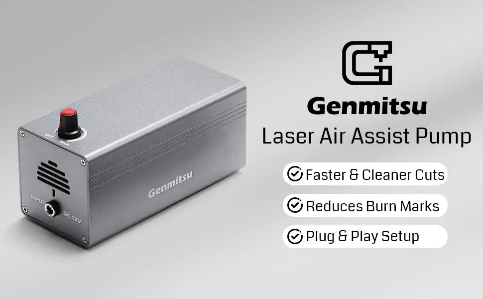 Air Assist Luftpumpe für Laserschneider, kompatibel mit Genmitsu Kortek und den meisten CNC-Fräs- oder Lasergravurmaschinen auf dem Markt, entfernt Rauch & Staub, schützt Arbeitsfläche & Laserlinse