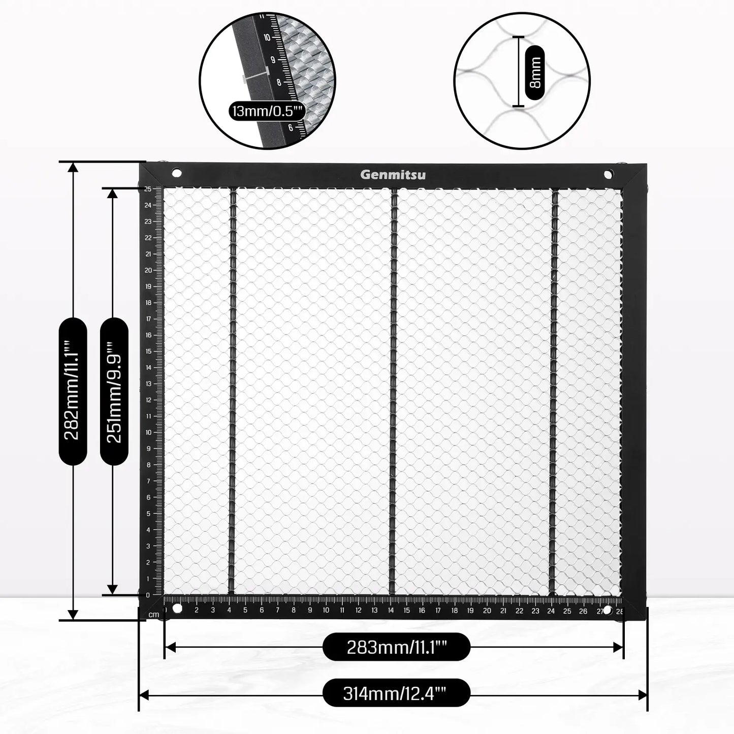 Waben-Arbeitsplatte für Laser, 315 x 282 mm (12,4" x 11,1") – Perfekte Passform für Kortek Laser-Graviermaschinen & Cutter, Laser-Zubehör-Tisch für schnelle Wärmeableitung und Tischschutz