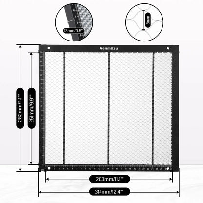 Waben-Arbeitsplatte für Laser, 315 x 282 mm (12,4" x 11,1") – Perfekte Passform für Kortek Laser-Graviermaschinen & Cutter, Laser-Zubehör-Tisch für schnelle Wärmeableitung und Tischschutz