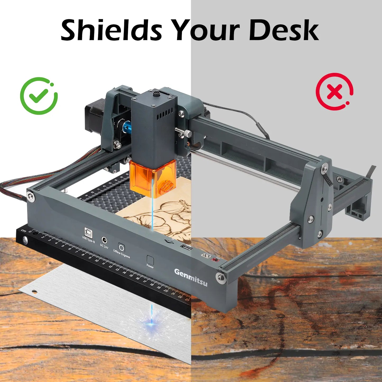 Waben-Arbeitsplatte für Laser, 315 x 282 mm (12,4" x 11,1") – Perfekte Passform für Kortek Laser-Graviermaschinen & Cutter, Laser-Zubehör-Tisch für schnelle Wärmeableitung und Tischschutz