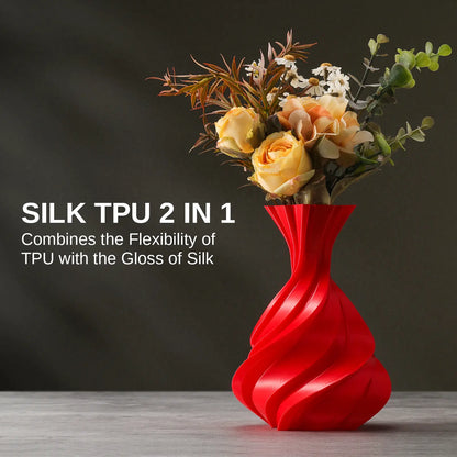 Silk TPU Filament 4x250g Bundle, 95A 1.75 mm, Maßgenauigkeit ±0,03 mm, glänzende Silk-Oberfläche, Gold, Dunkelsilber, Blau, Rot