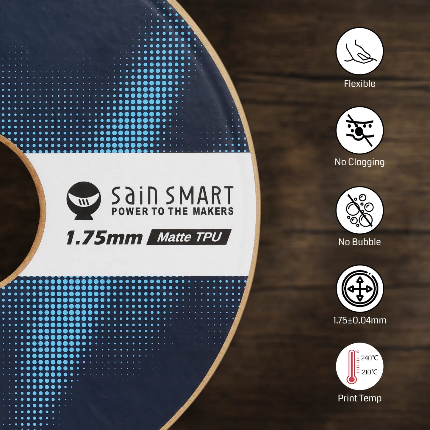 Mattes flexibles TPU Filament, 95A, ±0,05 mm, 1,75 mm, 1 kg, Schwarz/Weiß