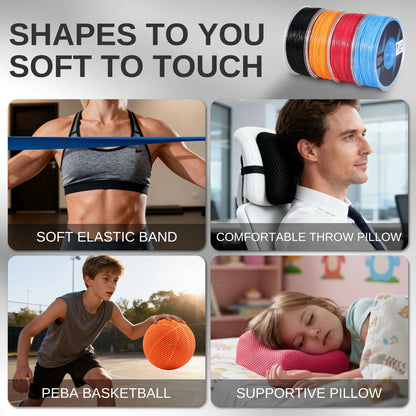 PEBA Filament 1.75mm 90A 1kg, Flexibel mit hoher Rückprallelastizität (78%), 20% leichter & 2x schnellerer Druck als TPU, Nylon-basierte Festigkeit, anpassbare Flexibilität