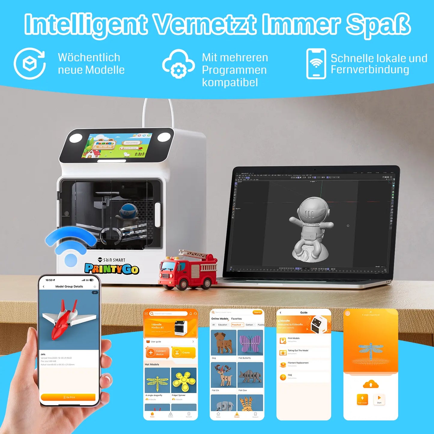 SainSmart PrintyGo 3D-Drucker für Kinder – Sicheres & einfaches 3D-Drucken für kreatives STEM-Lernen