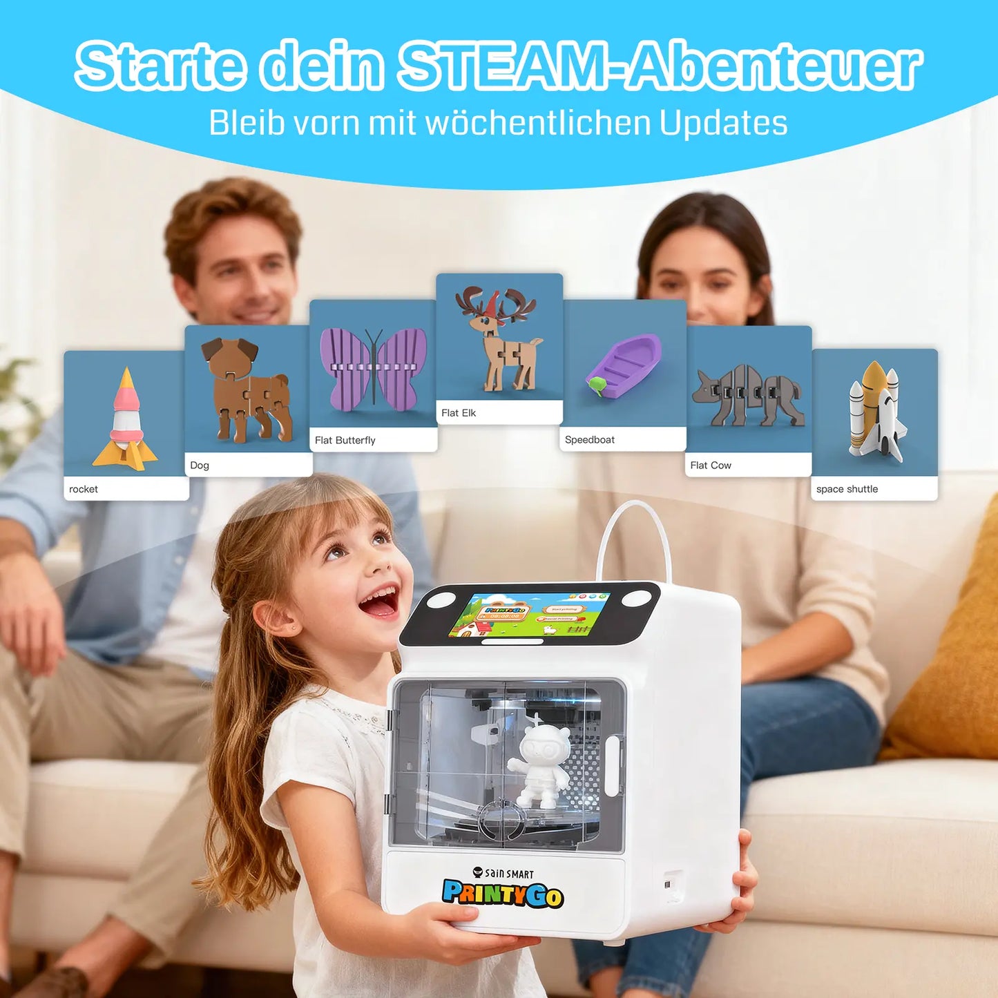 SainSmart PrintyGo 3D-Drucker für Kinder – Sicheres & einfaches 3D-Drucken für kreatives STEM-Lernen