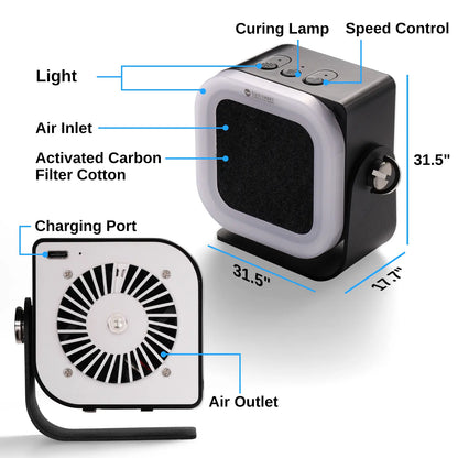 CSE01 Mini-Lötrauchabsauger mit 3 Stufen und 10.000 U/min Aktivkohlefilter USB-C wiederaufladbar tragbarer Desktop-Rauchabsorber für Lötarbeiten und DIY-Reparaturen
