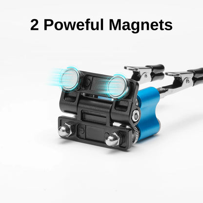 Dritte Hand zum Löten mit 360° verstellbaren Magnetarmen, kompakte 10x10 cm Stahlbasis, Mini-Lötstation mit Magnetarmen für sicheren Halt, 2 flexible Arme für DIY, Platinen und Reparaturen