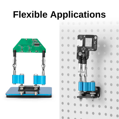 Dritte Hand zum Löten mit 360° verstellbaren Magnetarmen, kompakte 10x10 cm Stahlbasis, Mini-Lötstation mit Magnetarmen für sicheren Halt, 2 flexible Arme für DIY, Platinen und Reparaturen