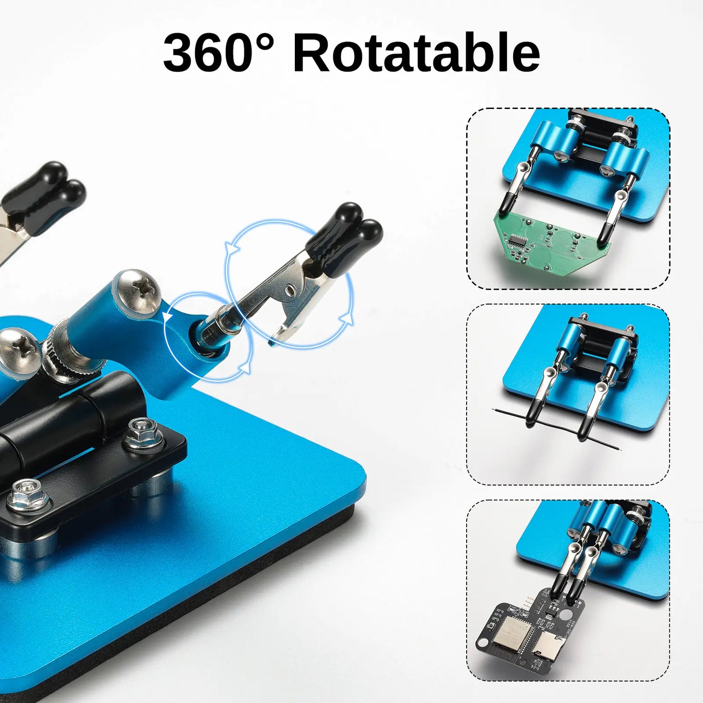 Dritte Hand zum Löten mit 360° verstellbaren Magnetarmen, kompakte 10x10 cm Stahlbasis, Mini-Lötstation mit Magnetarmen für sicheren Halt, 2 flexible Arme für DIY, Platinen und Reparaturen
