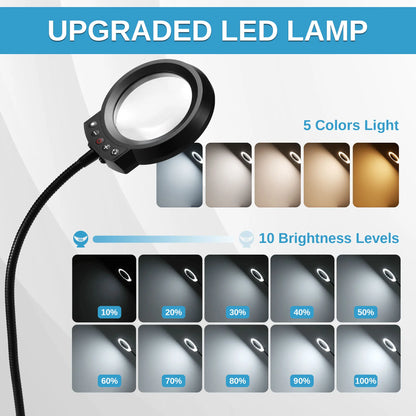 Verbesserte magnetische Dritte Hand Lötstation, neue Lötkolben- & Mini-Clip-Halter, integrierte LED mit 5-facher Vergrößerung, 6 verstellbare Schwanenhalsarme, 28,2 x 18 cm Basis, für DIY & Elektronik