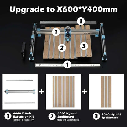 2040, 2060, 4060 Aluminium- & MDF-Hybrid-Spoilboard für 4040-PRO CNC Router XY-Achsen-Erweiterungsset