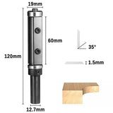 FRBE01A, 1/2" Schaft, 2-23/64" Schnittlänge, Ober- und Unterlager-Bündigfräser, auswechselbarer Hartmetalleinsatz, zum bündigen Trimmen in der Holzverarbeitung