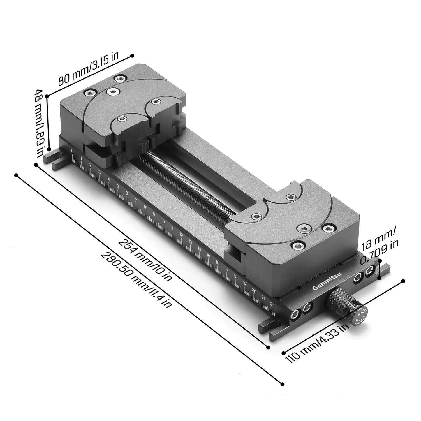Fraktal-Schraubstock mit 100° verstellbarer Backe für unregelmäßige Formen, 120 mm Spannbereich, duales Fixierungsdesign für Genmitsu & andere CNC-Marken