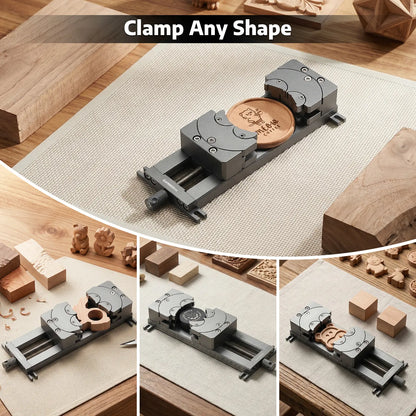 Fraktal-Schraubstock mit 100° verstellbarer Backe für unregelmäßige Formen, 120 mm Spannbereich, duales Fixierungsdesign für Genmitsu & andere CNC-Marken