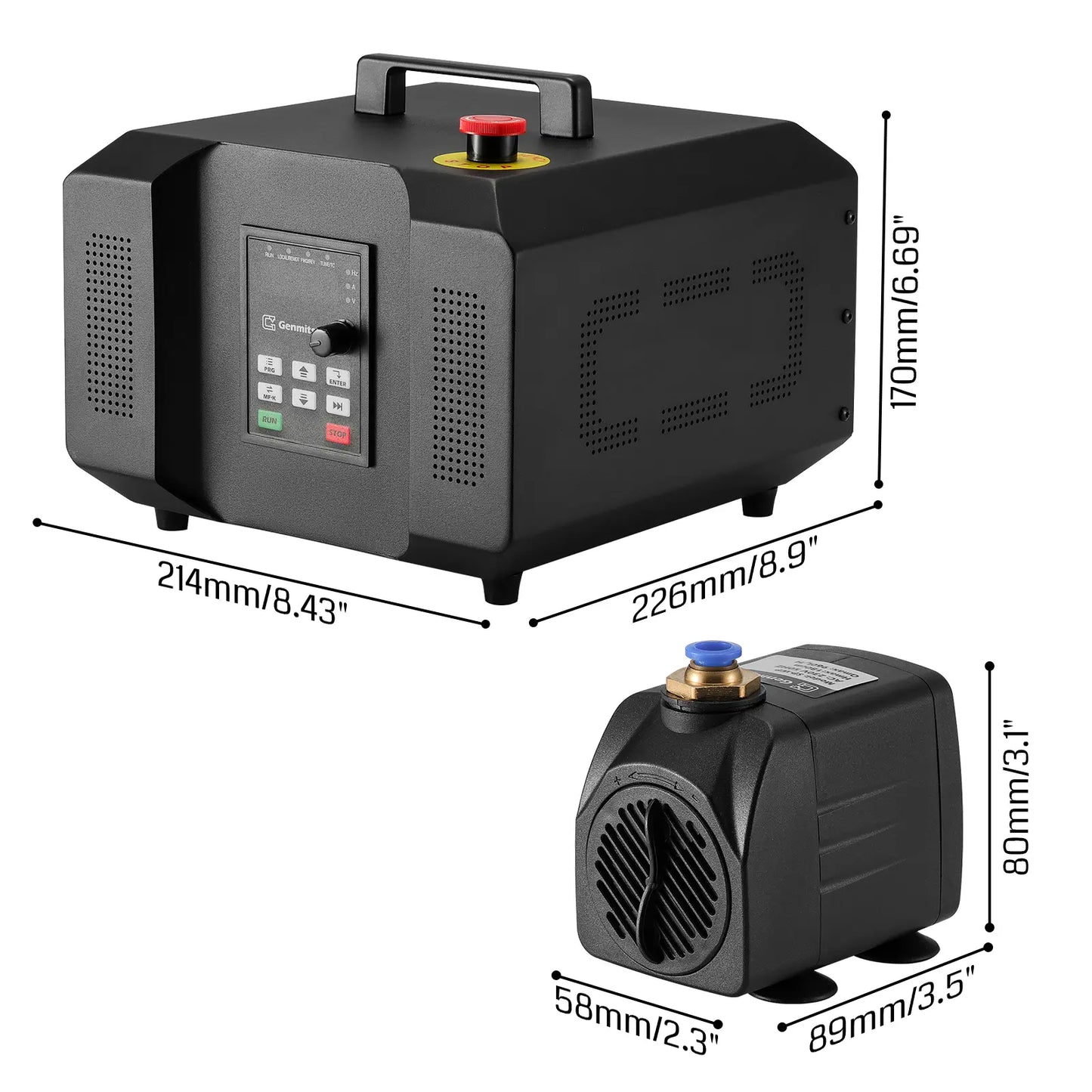 CNC-Spindelmotor-Kit, 1,5 kW/2,2 kW, wassergekühlter Spindelmotor, 24.000 U/min ER11-Spannzange mit vorverdrahteter VFD-Inverter-Box & Pumpe – 4-Lager-Präzisionsmotor für CNC-Fräsmaschine und Gravur