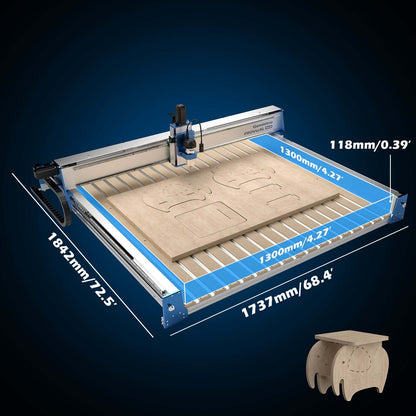 PROVerXL 4x4 CNC-Maschine, unterstützt Dual-Z-Achse, geschlossene Schleifen-Schrittmotor, Kugelumlaufspindelantriebssystem, große Fräsfläche für Holz- und Metallbearbeitung.