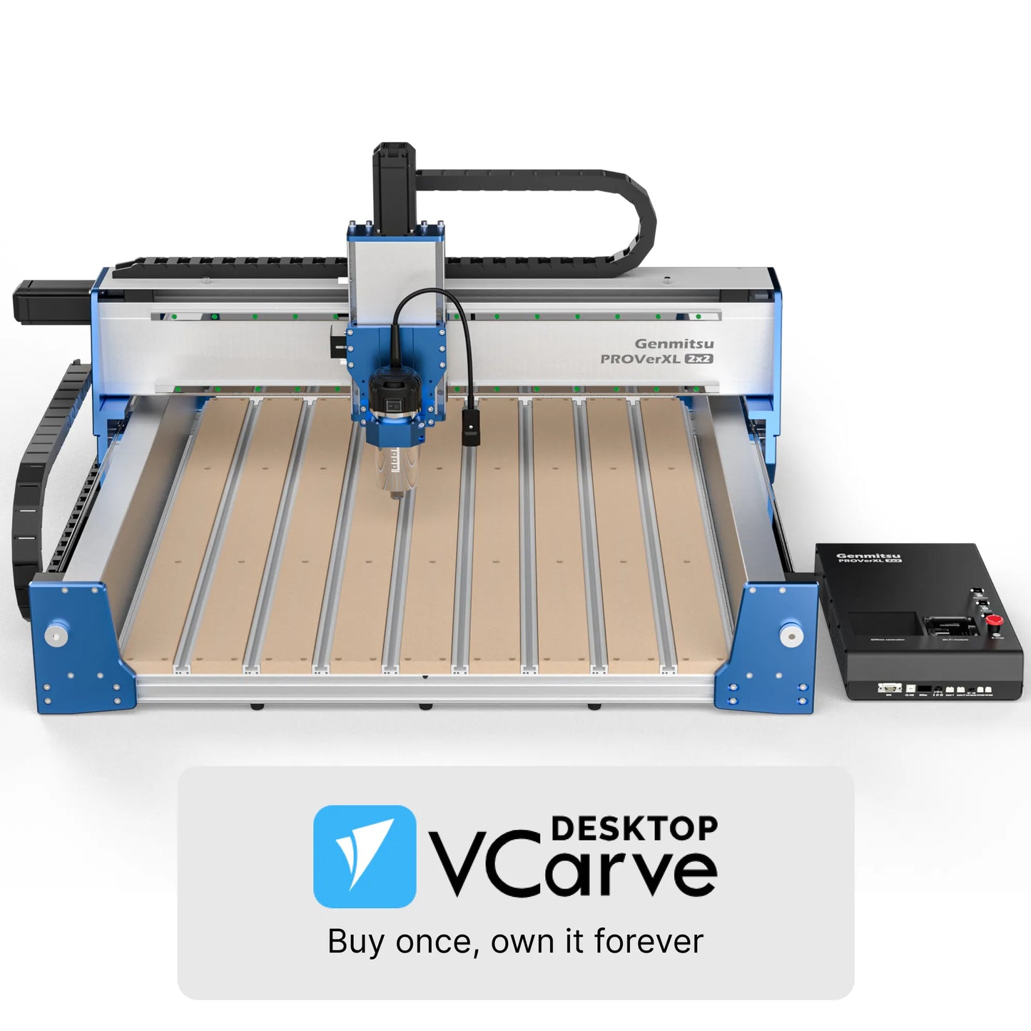 PROVerXL 2X2 CNC-Fräsmaschine für Holzbearbeitung, 679x679x113mm Arbeitsbereich, geschlossene Schleifenmotoren, GRBL-Steuerung, 710W Spindel, Aluminiumrahmen, einfache Montage, WiFi & App unterstützt