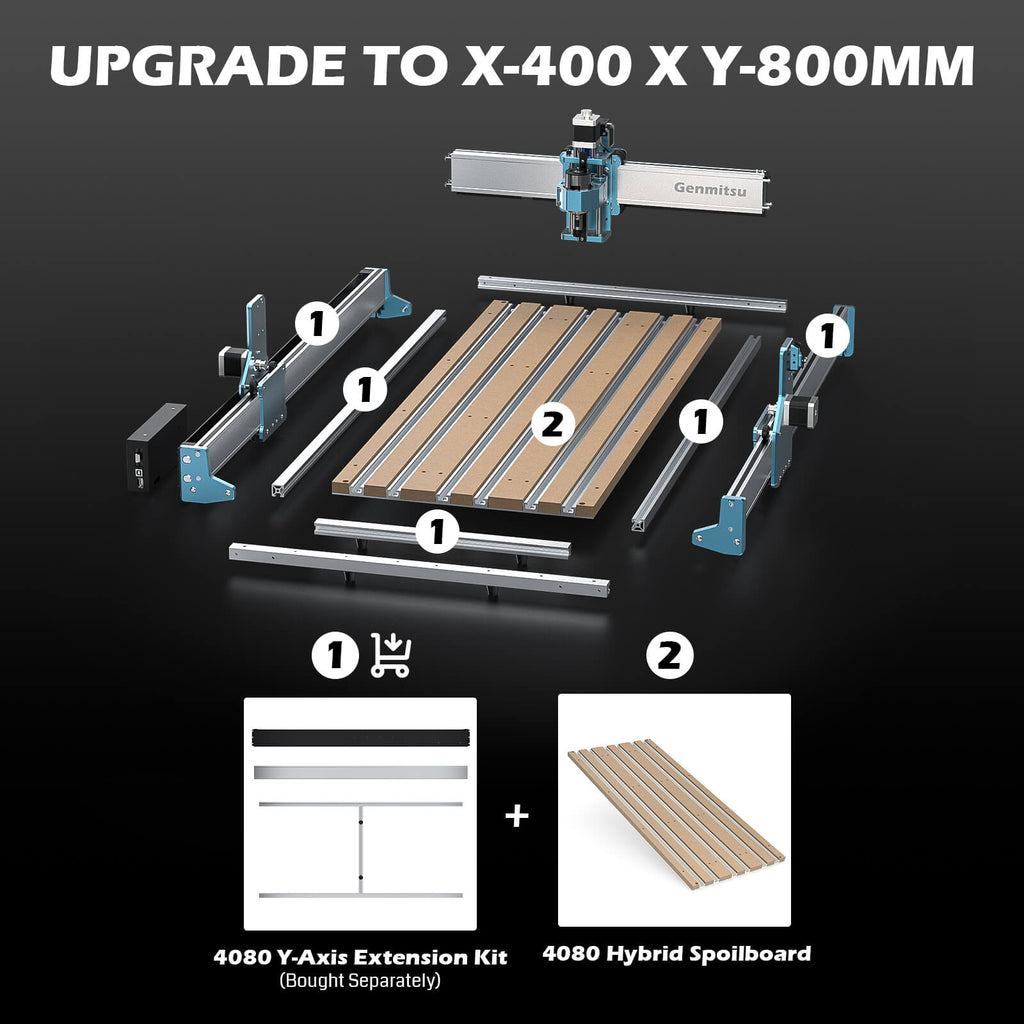 Y-Achsen-Erweiterungssatz für CNC 4040 RENO, Y-Achsen-Verlängerung auf 800 mm, 4040-Upgrade auf 4080/6080