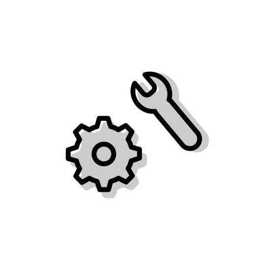 Icon of a wrench and gear on a white background