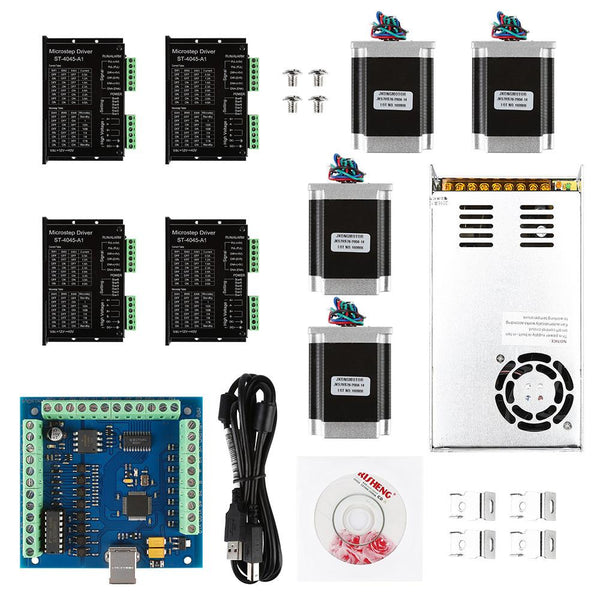 [discontinued] CNC 4-Axis Kit 6 with ST-4045 Motor Driver, USB Controller Card, Nema23 Stepper Motor and 24V Power Supply