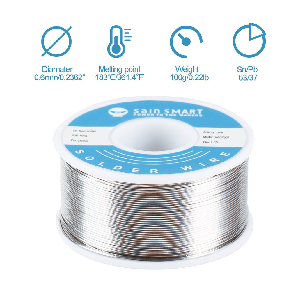 SainSmart Solder Wire | 0.6mm 100g | Sn63 Pb37